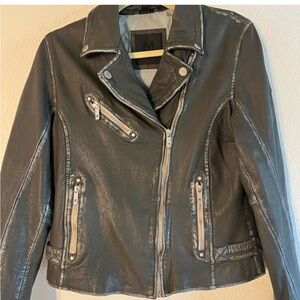 Women's Gray Leather Jacket